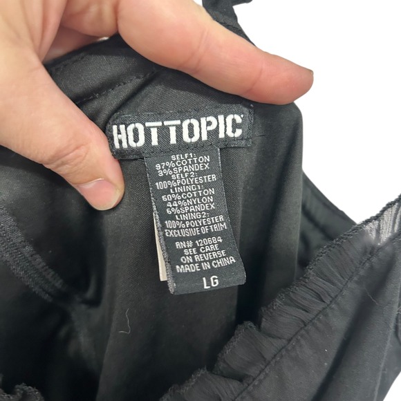 Hot Topic Black Lace Dress Womens L Goth Y2K Dark Romance Asymmetrical - Picture 4 of 7